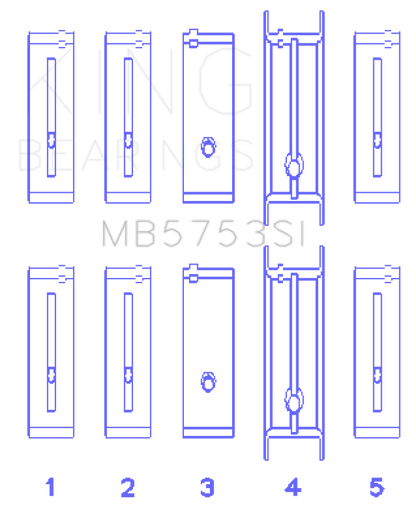King Engine Bearings Chevrolet/Isuzu Ohv Ln2 Fl O/S 010 (Size +0.50mm) Main Bearing Set