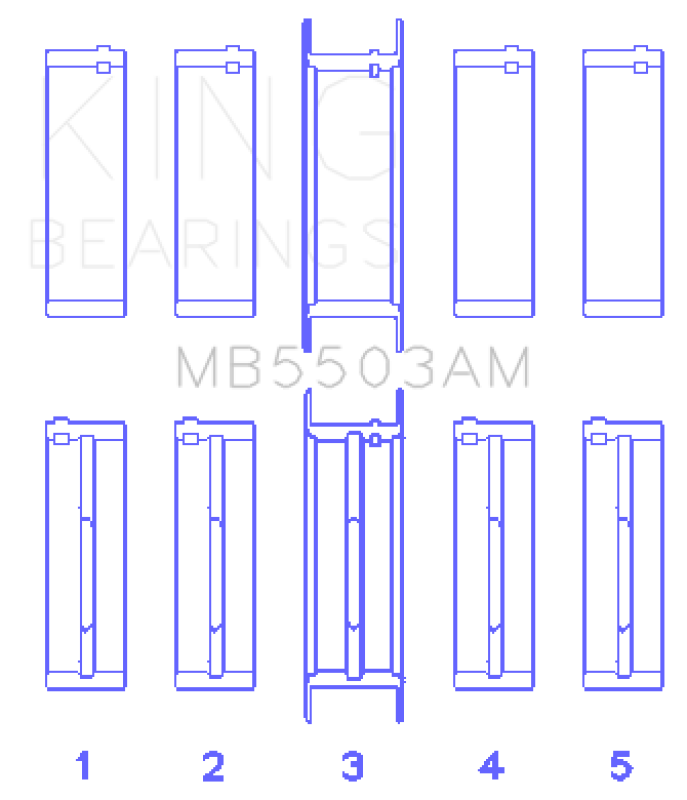 King Engine Bearings Ford V8 351ci 5.8L 16V Crankshaft Main Bearings (Size 030) - Set of 5
