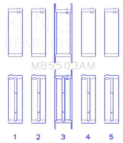 King Engine Bearings Ford V8 351ci 5.8L 16V Crankshaft Main Bearings (Size 030) - Set of 5