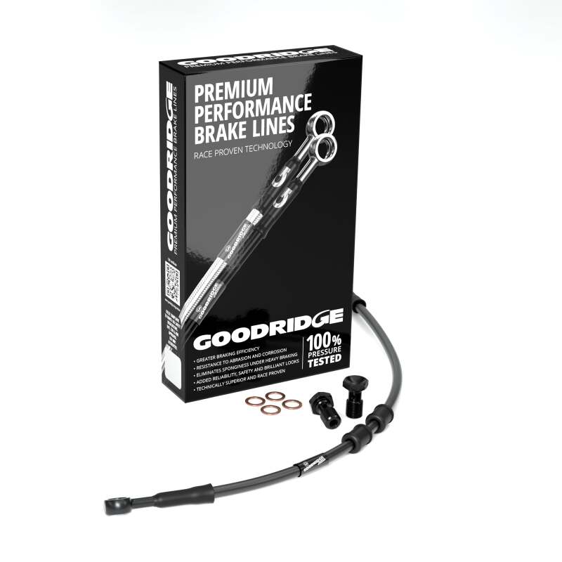 Goodridge 14-17 HD FXDWG (w/ABS) +10in Black Brake Line Kit w/Black Fittings
