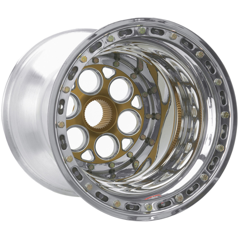 Weld Magnum Sprint 15x17 / 42-Spline / 6in. BS Gold Wheel - Outer Beadlock w/6-Dzus Cover