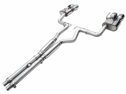 AWE 2024 Ford Mustang Dark Horse S650 RWD SwitchPath Cat-Back Exhaust w/ Quad Chrome Silver Tips