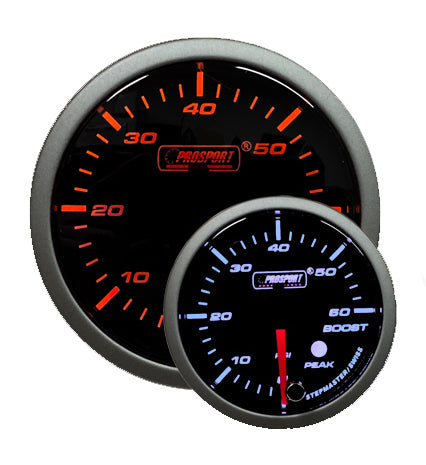 Prosport Gauges - 2-1/16" Premium Amber / White Electric Boost gauge 0-60 PSI