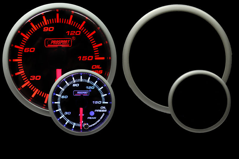 Prosport Gauges - 2-3/8" Amber/White Premium Oil Pressure Gauge
