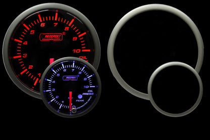 Prosport Gauges - 2-1/16" Amber/White Premium Metric Oil Pressure Gauge