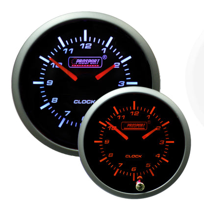 Prosport Gauges - 2-1/16" Premium Amber / White 12 volt Premium Clock