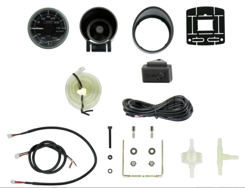 Prosport Gauges - 2-1/16" Premium White Pointer Clear Lens Boost gauge Amber/White
