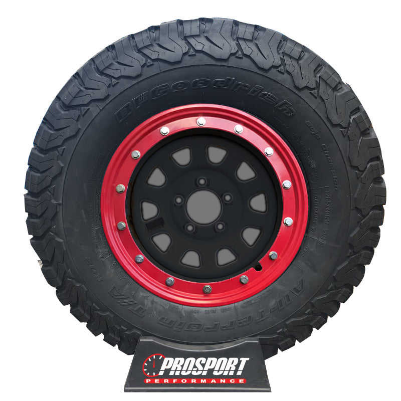 Prosport Gauges - Simulated Bead Lock Hubcap Rings - 16" Red