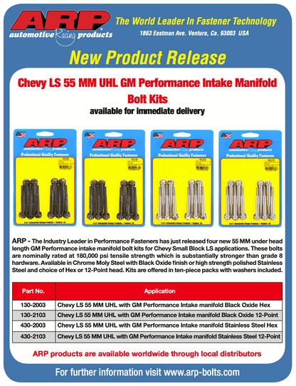 ARP Chevy LS 55mm UHL 12pt GM Performance Intake Manifold Bolt Kit