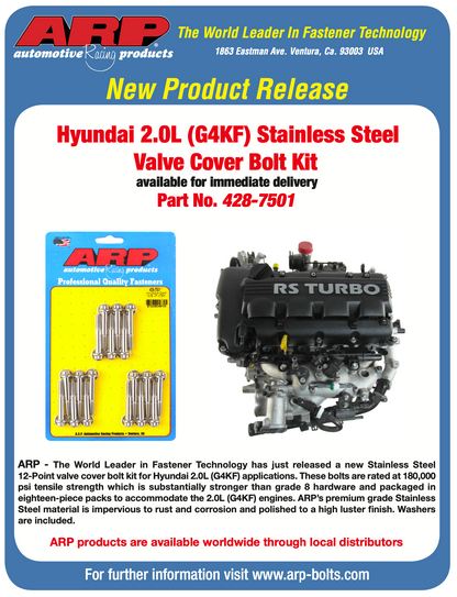 ARP Hyundai Genesis G4KF 2L 2010+ Valve Cover Bolt Kit
