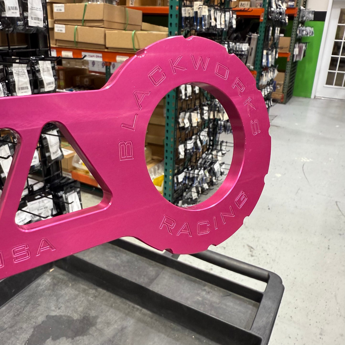 [GARAGE SALE] - BWR Front Tow Hook. Made in USA CNC Billet Aluminium, Comes with bolts and nuts (PINK)