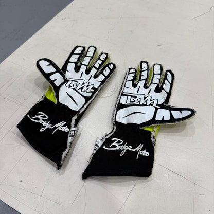 [GARAGE SALE] - BridgeMoto Small Ultraviolet 2.0 Pro Gloves - Green/Black