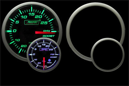 Prosport Gauges - 2-1/16" Green/White Premium Electric Boost gauge