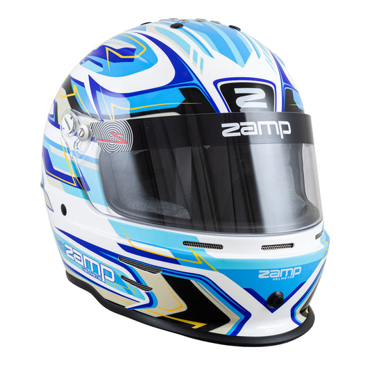 Zamp RZ-42Y Youth Snell CMR2016 Helmet Z21 Series Shield White/Blu/Lt Blu 52cm