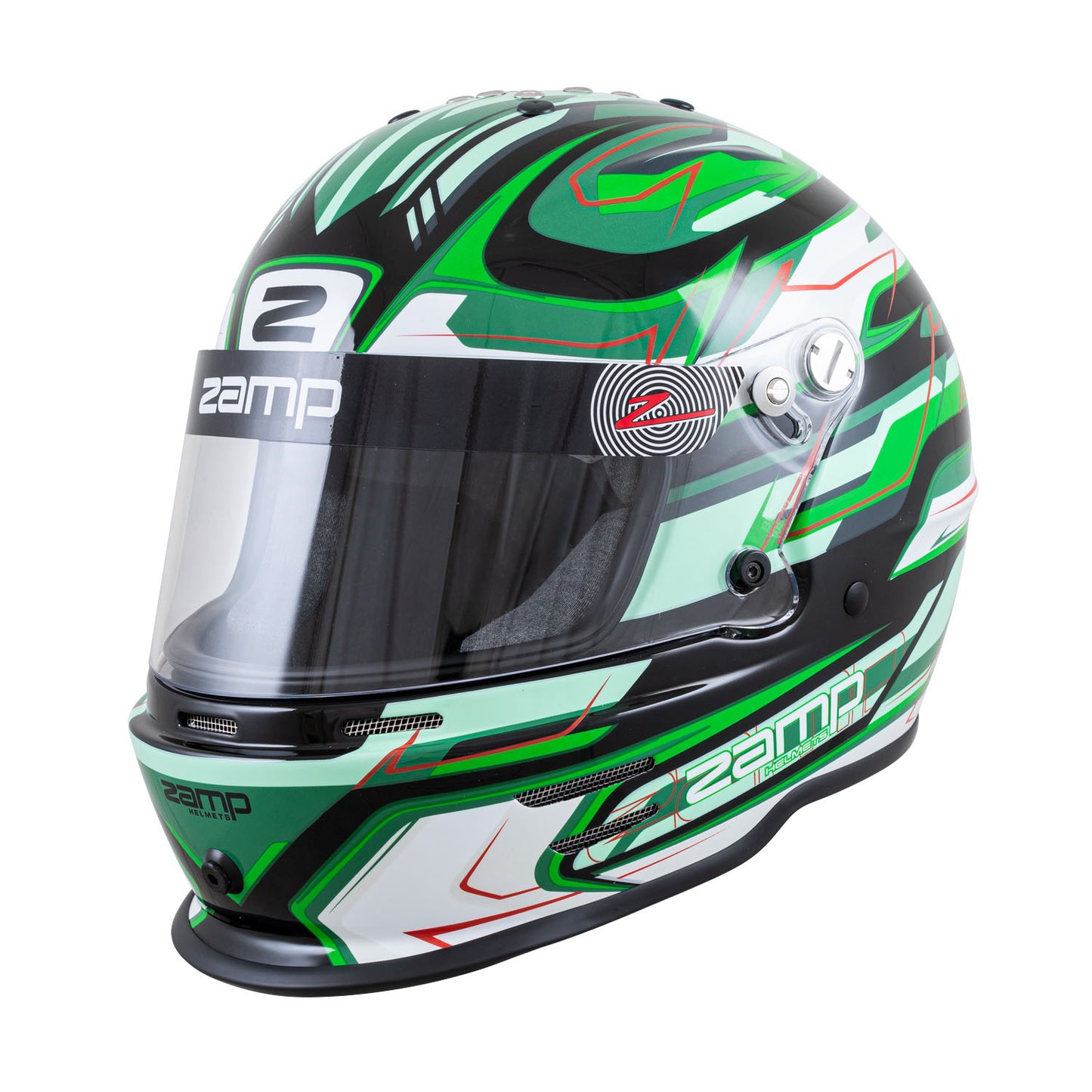 Zamp RZ-42Y Youth Snell CMR2016 Helmet Z21 Series Shield Black/Grn/Lt Grn 52cm