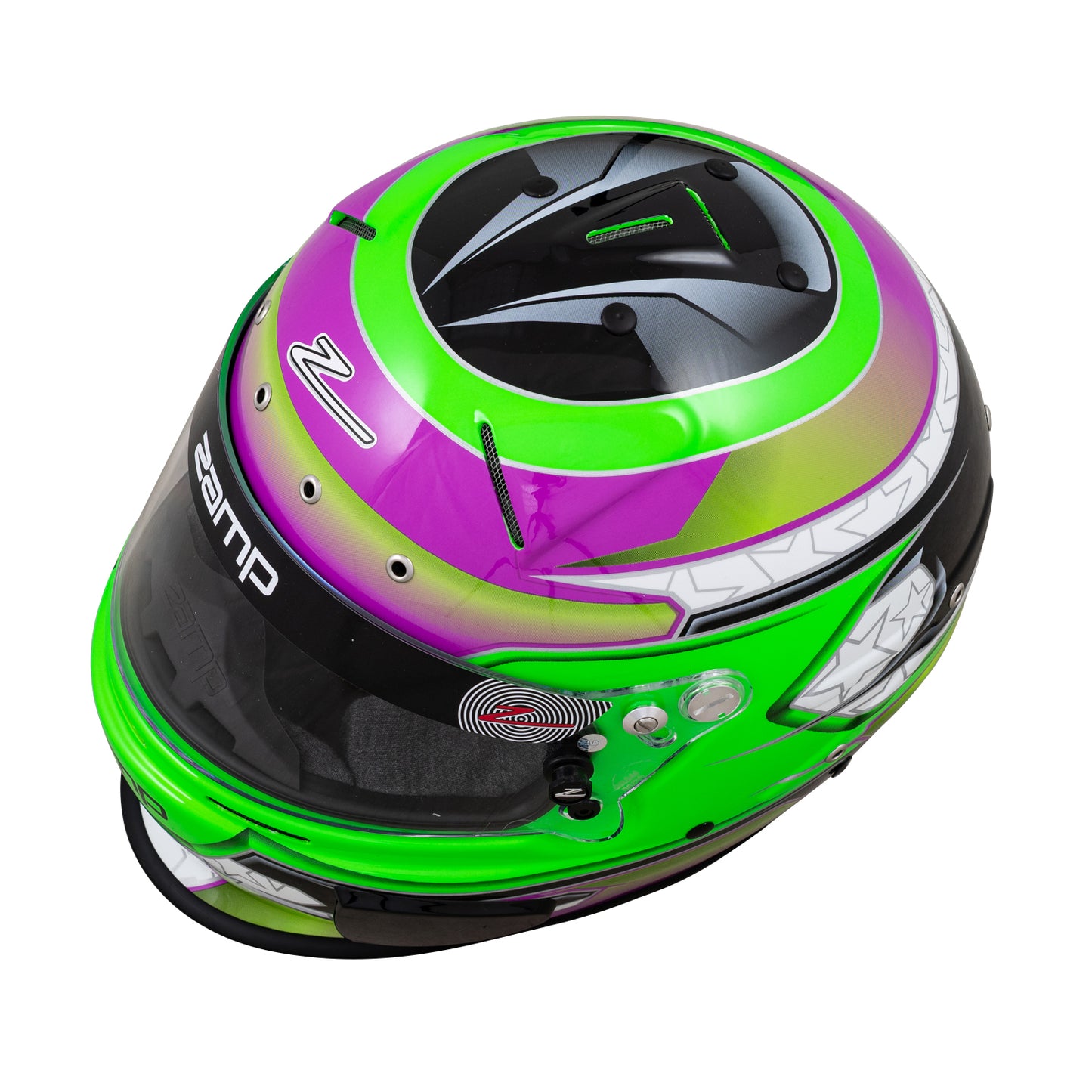Zamp RZ-70E Switch SNELL SA2020/FIA8859-2015 Helmet Z20 Series Shield  Grn/Purp Graphic Medium