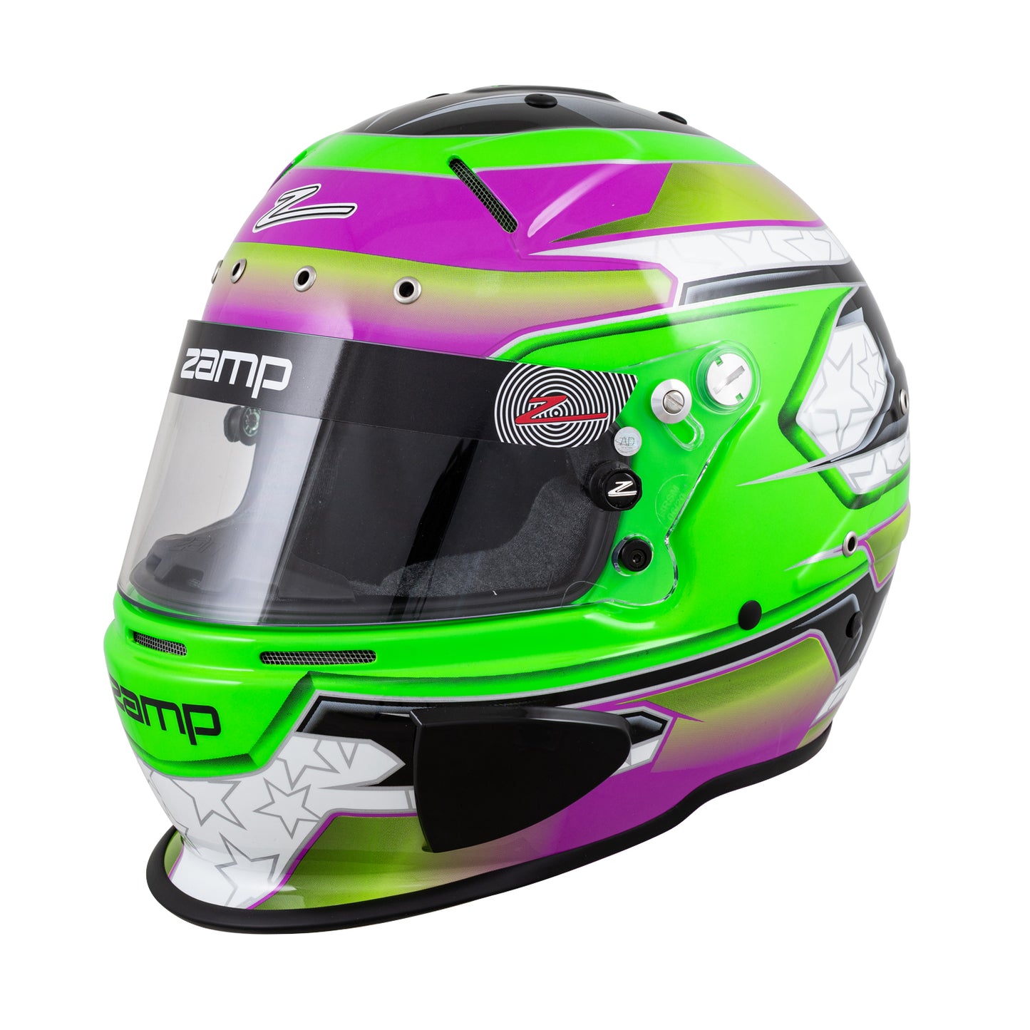 Zamp RZ-70E Switch SNELL SA2020/FIA8859-2015 Helmet Z20 Series Shield  Grn/Purp Graphic X-Small