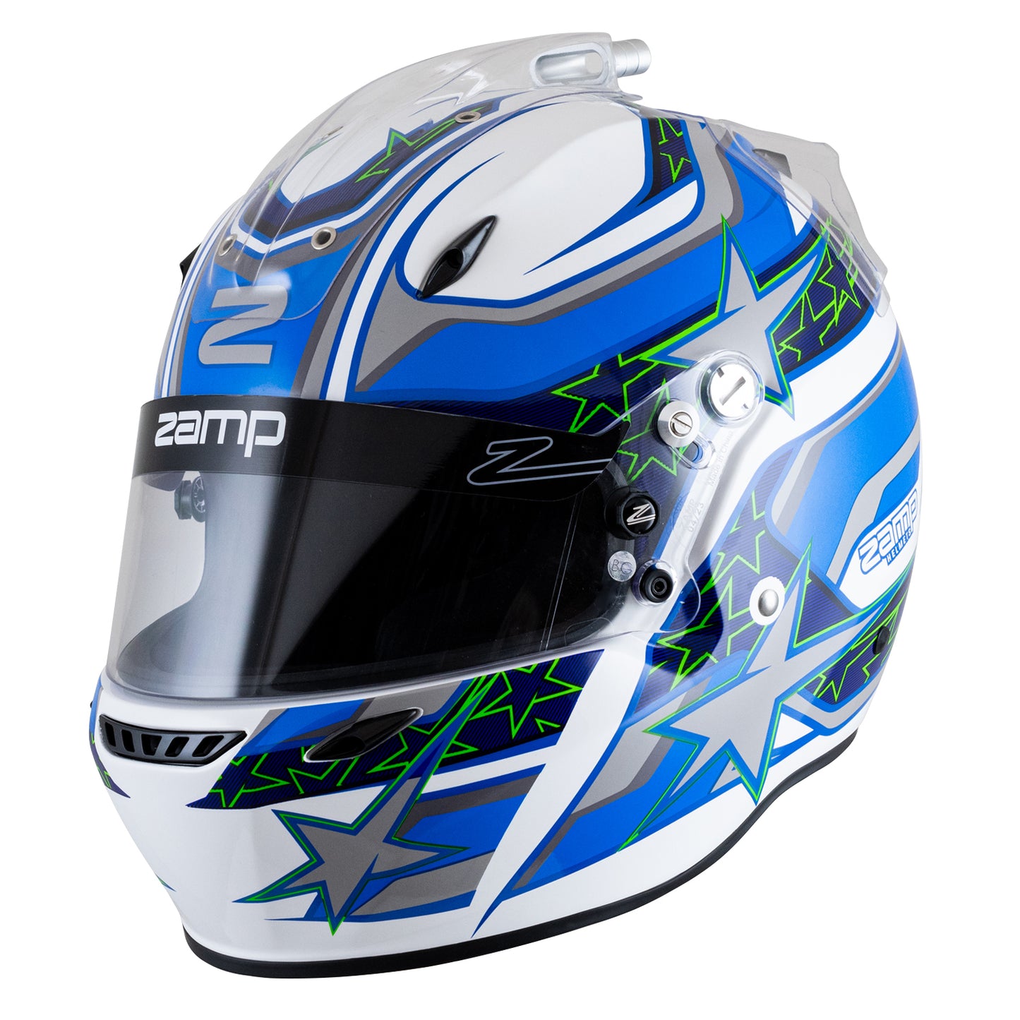 Zamp ZR-72 Made in Italy Snell SA2020/FIA8859-2015 Helmet White/Blu/Lt Blue Medium Z-24 Anti-Fog Clear Shield