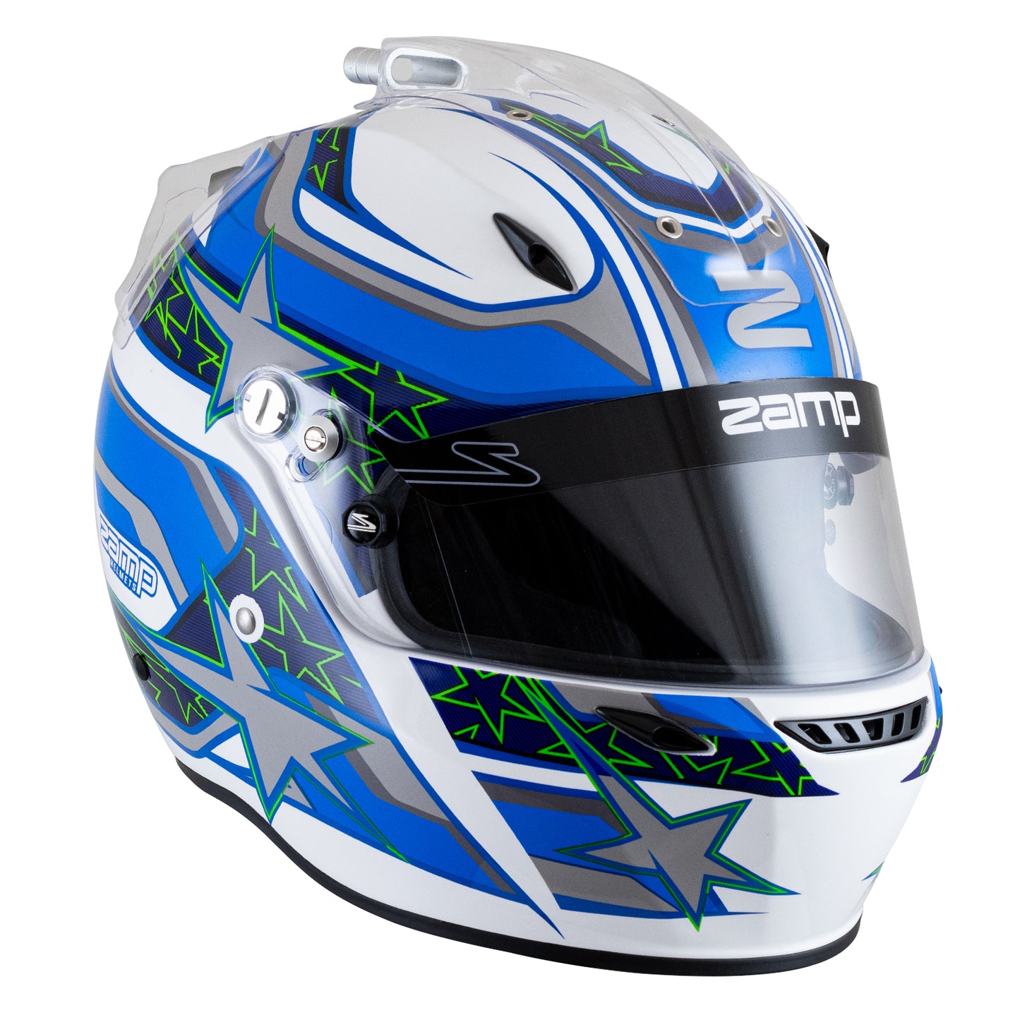 Zamp ZR-72 Made in Italy Snell SA2020/FIA8859-2015 Helmet White/Blu/Lt Blue Medium Z-24 Anti-Fog Clear Shield