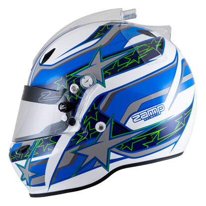 Zamp ZR-72 Made in Italy Snell SA2020/FIA8859-2015 Helmet White/Blu/Lt Blue Medium Z-24 Anti-Fog Clear Shield