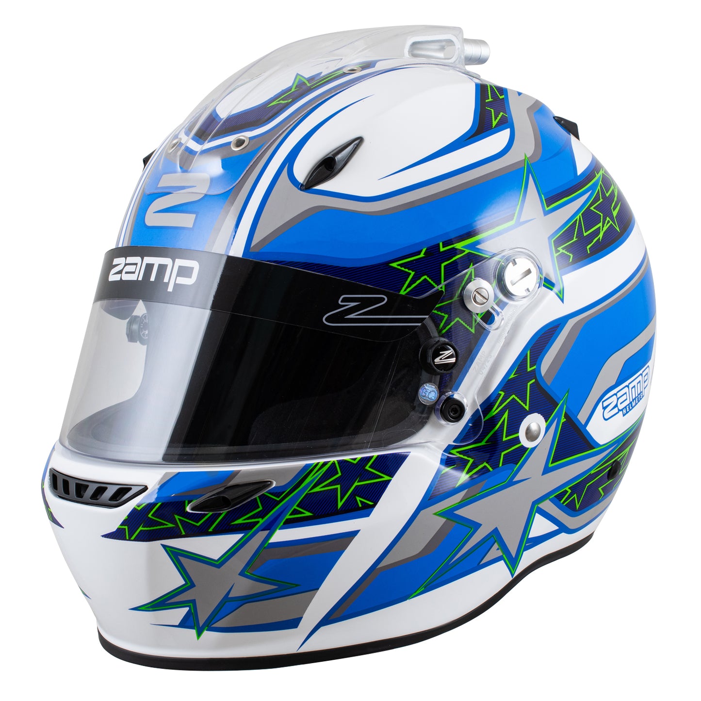 Zamp ZR-72 Made in Italy Snell SA2020/FIA8859-2015 Helmet White/Blu/Lt Blue Medium Z-24 Anti-Fog Clear Shield