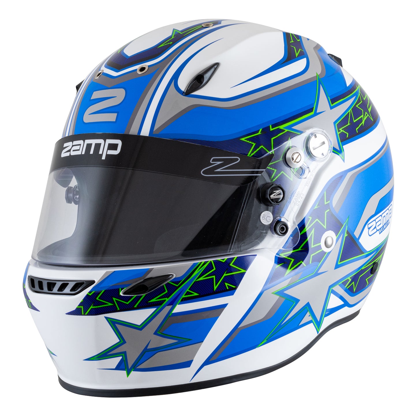 Zamp ZR-72 Made in Italy Snell SA2020/FIA8859-2015 Helmet White/Blu/Lt Blue Medium Z-24 Anti-Fog Clear Shield