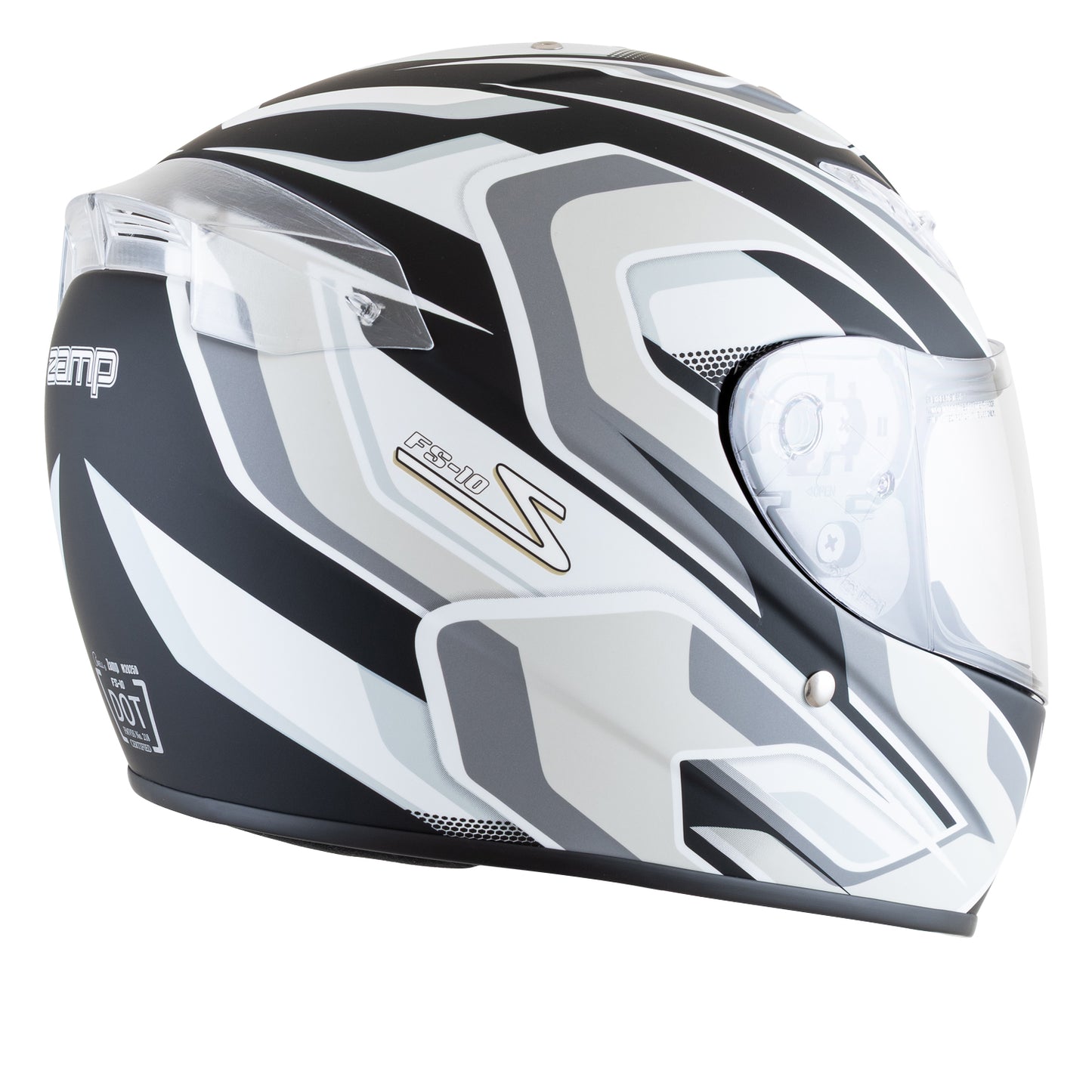 Zamp FS-10 SNELL M2025D / DOT Z19 Series Shield Silver/Black Matte Medium