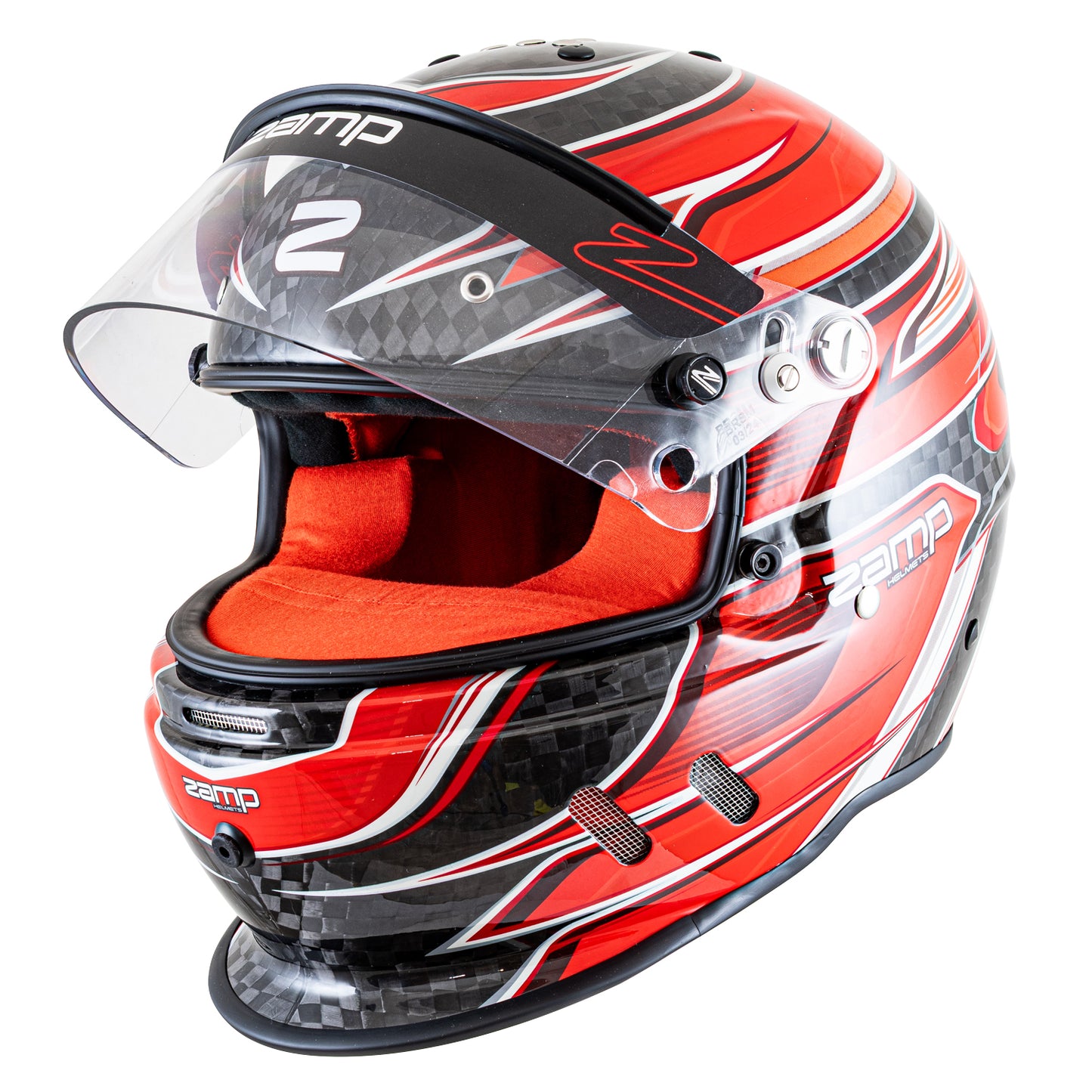 Zamp RZ-67D SNELL SA2025 Carbon Flo Red/Lt Red X-Small Z-20 Anti-Fog Clear Shield Color Match Series 28 Interior
