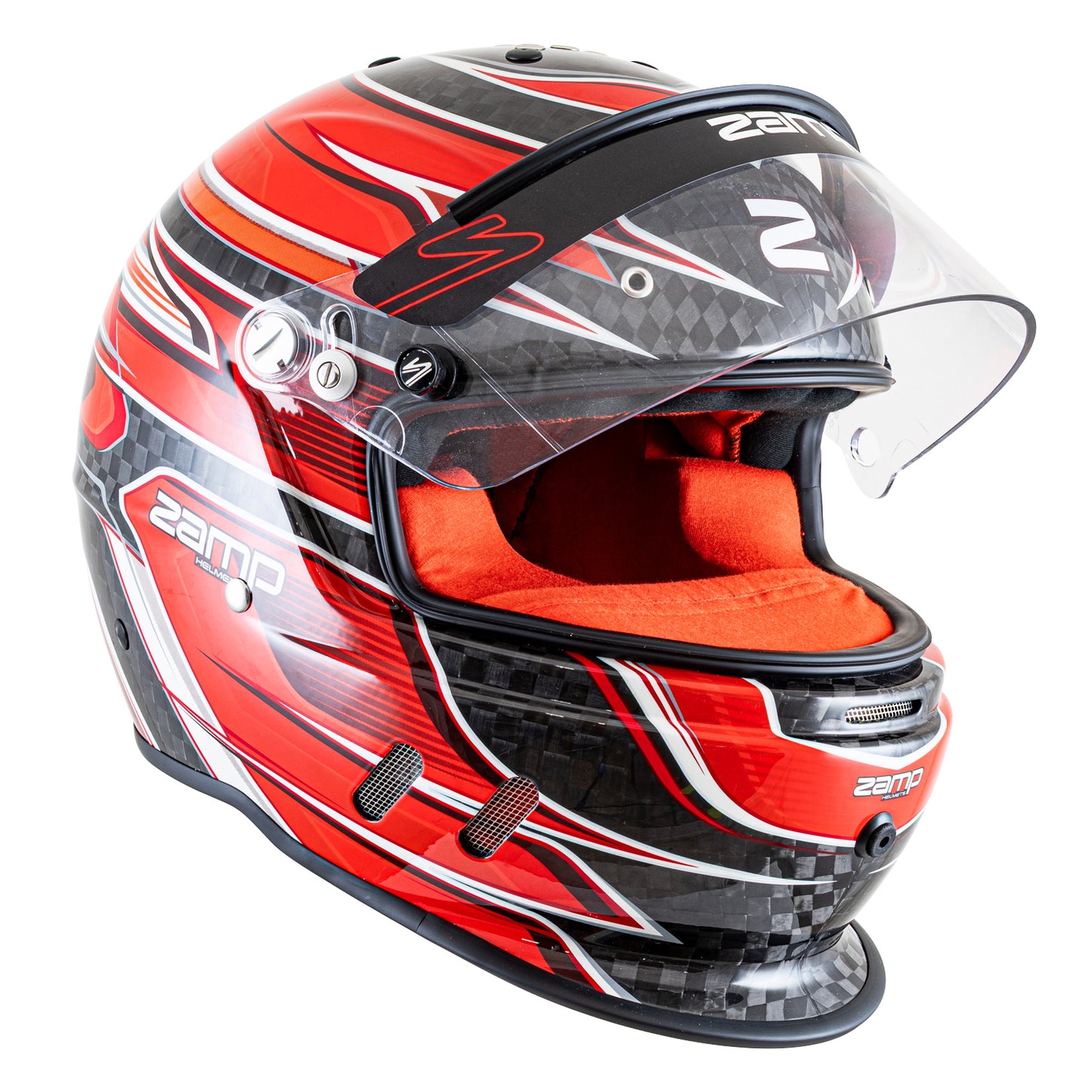 Zamp RZ-67D SNELL SA2025 Carbon Flo Red/Lt Red X-Small Z-20 Anti-Fog Clear Shield Color Match Series 28 Interior