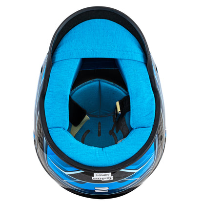 Zamp RZ-67D SNELL SA2025 Carbon Flo Blue/Lt Blue X-Large Z-20 Anti-Fog Clear Shield Color Match Series 28 Interior