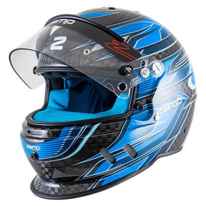 Zamp RZ-67D SNELL SA2025 Carbon Flo Blue/Lt Blue X-Small Z-20 Anti-Fog Clear Shield Color Match Series 28 Interior