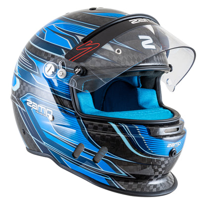 Zamp RZ-67D SNELL SA2025 Carbon Flo Blue/Lt Blue Large Z-20 Anti-Fog Clear Shield Color Match Series 28 Interior