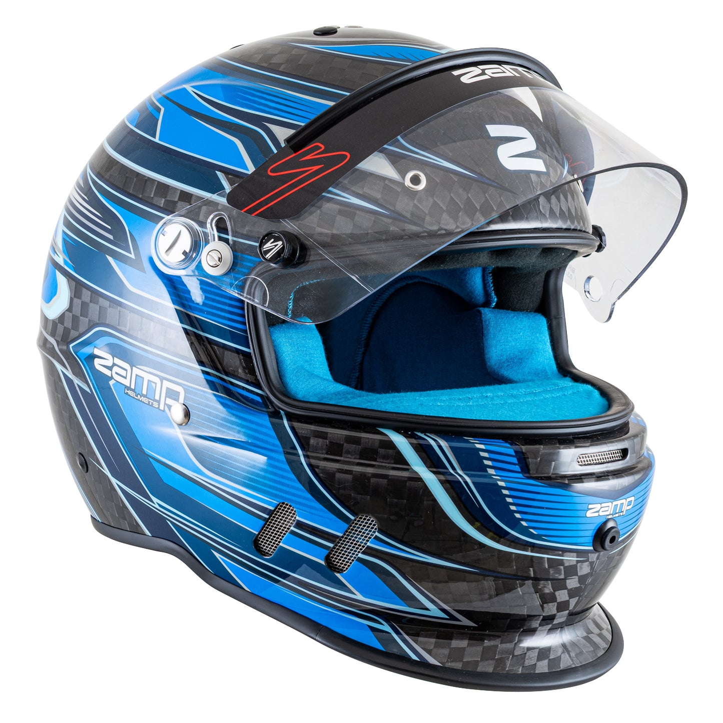 Zamp RZ-67D SNELL SA2025 Carbon Flo Blue/Lt Blue X-Large Z-20 Anti-Fog Clear Shield Color Match Series 28 Interior