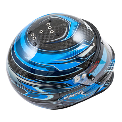 Zamp RZ-67D SNELL SA2025 Carbon Flo Blue/Lt Blue Large Z-20 Anti-Fog Clear Shield Color Match Series 28 Interior