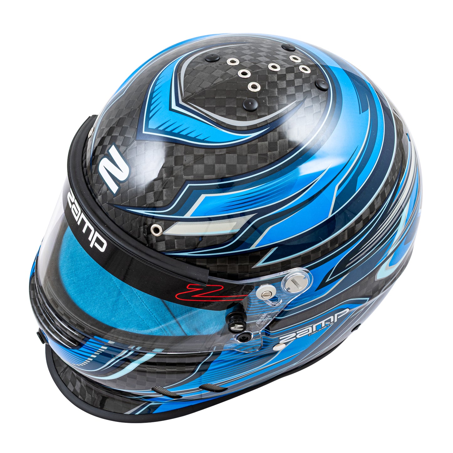 Zamp RZ-67D SNELL SA2025 Carbon Flo Blue/Lt Blue 3X-Large Z-20 Anti-Fog Clear Shield Color Match Series 28 Interior