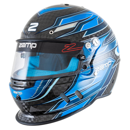 Zamp RZ-67D SNELL SA2025 Carbon Flo Blue/Lt Blue 2X-Large Z-20 Anti-Fog Clear Shield Color Match Series 28 Interior