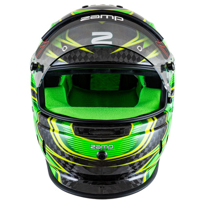 Zamp RZ-67D SNELL SA2025 Carbon Flo Green/Lt Grn Medium Z-20 Anti-Fog Clear Shield Color Match Series 28 Interior