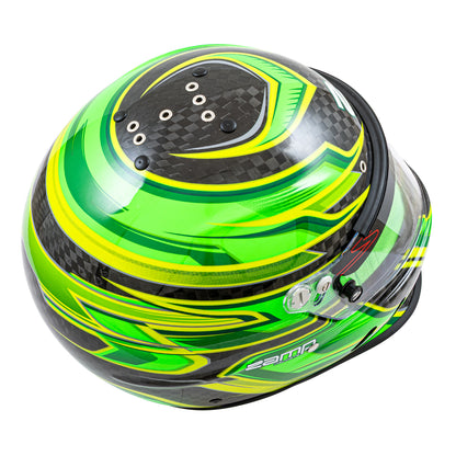 Zamp RZ-67D SNELL SA2025 Carbon Flo Green/Lt Grn X-Small Z-20 Anti-Fog Clear Shield Color Match Series 28 Interior
