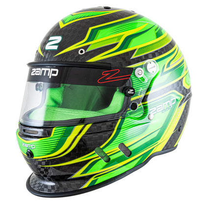 Zamp RZ-67D SNELL SA2025 Carbon Flo Green/Lt Grn Small Z-20 Anti-Fog Clear Shield Color Match Series 28 Interior