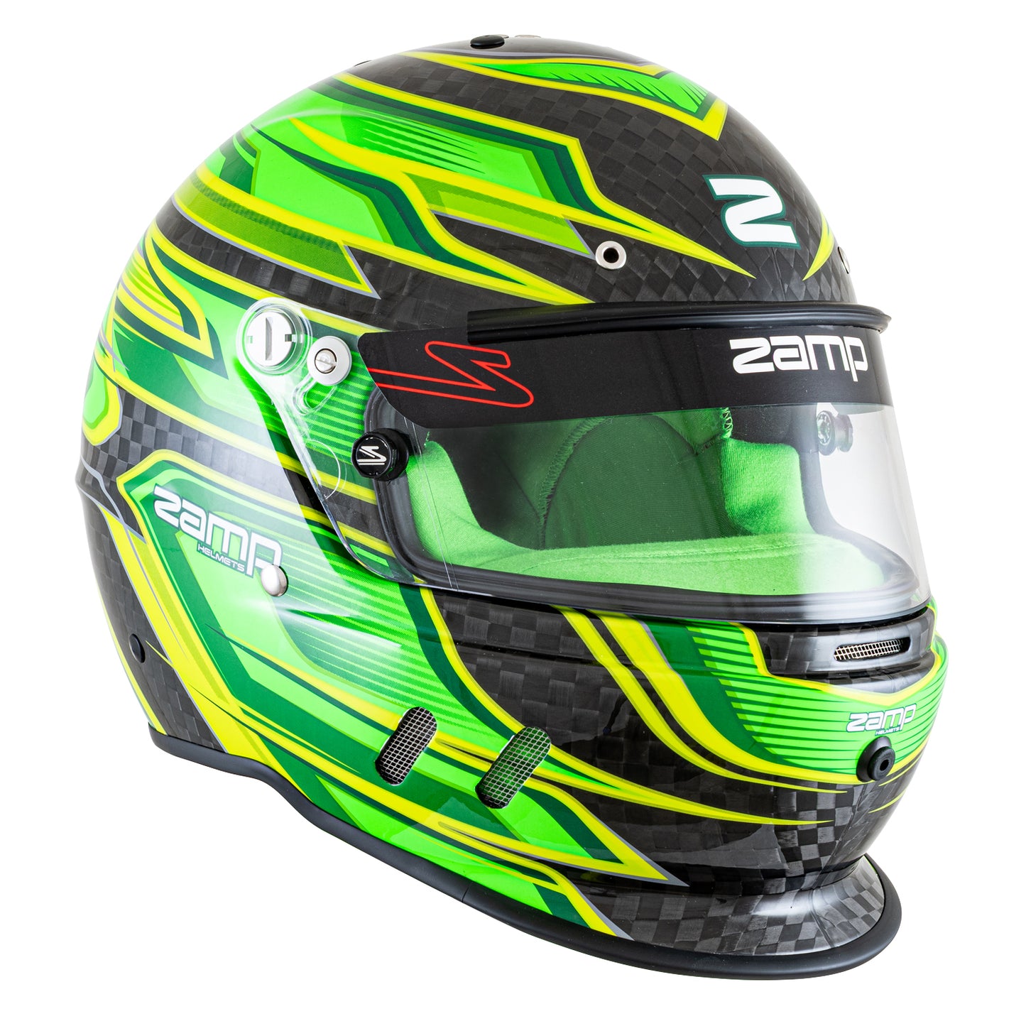 Zamp RZ-67D SNELL SA2025 Carbon Flo Green/Lt Grn 2X-Large Z-20 Anti-Fog Clear Shield Color Match Series 28 Interior