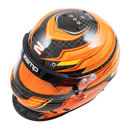 Zamp RZ-67D SNELL SA2025 Carbon Flo Org/Ylw 2X-Large Z-20 Anti-Fog Clear Shield Color Match Series 28 Interior