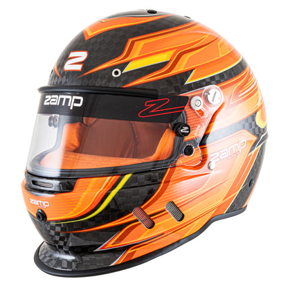 Zamp RZ-67D SNELL SA2025 Carbon Flo Org/Ylw Small Z-20 Anti-Fog Clear Shield Color Match Series 28 Interior