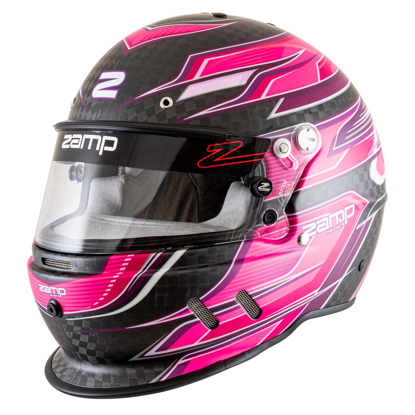 Zamp RZ-67D SNELL SA2025 Carbon Flo Pink/Pur X-Small Z-20 Anti-Fog Clear Shield Color Match Series 28 Interior