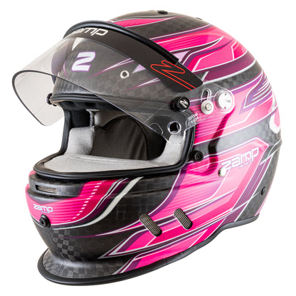 Zamp RZ-67D SNELL SA2025 Carbon Flo Pink/Pur Large Z-20 Anti-Fog Clear Shield Color Match Series 28 Interior