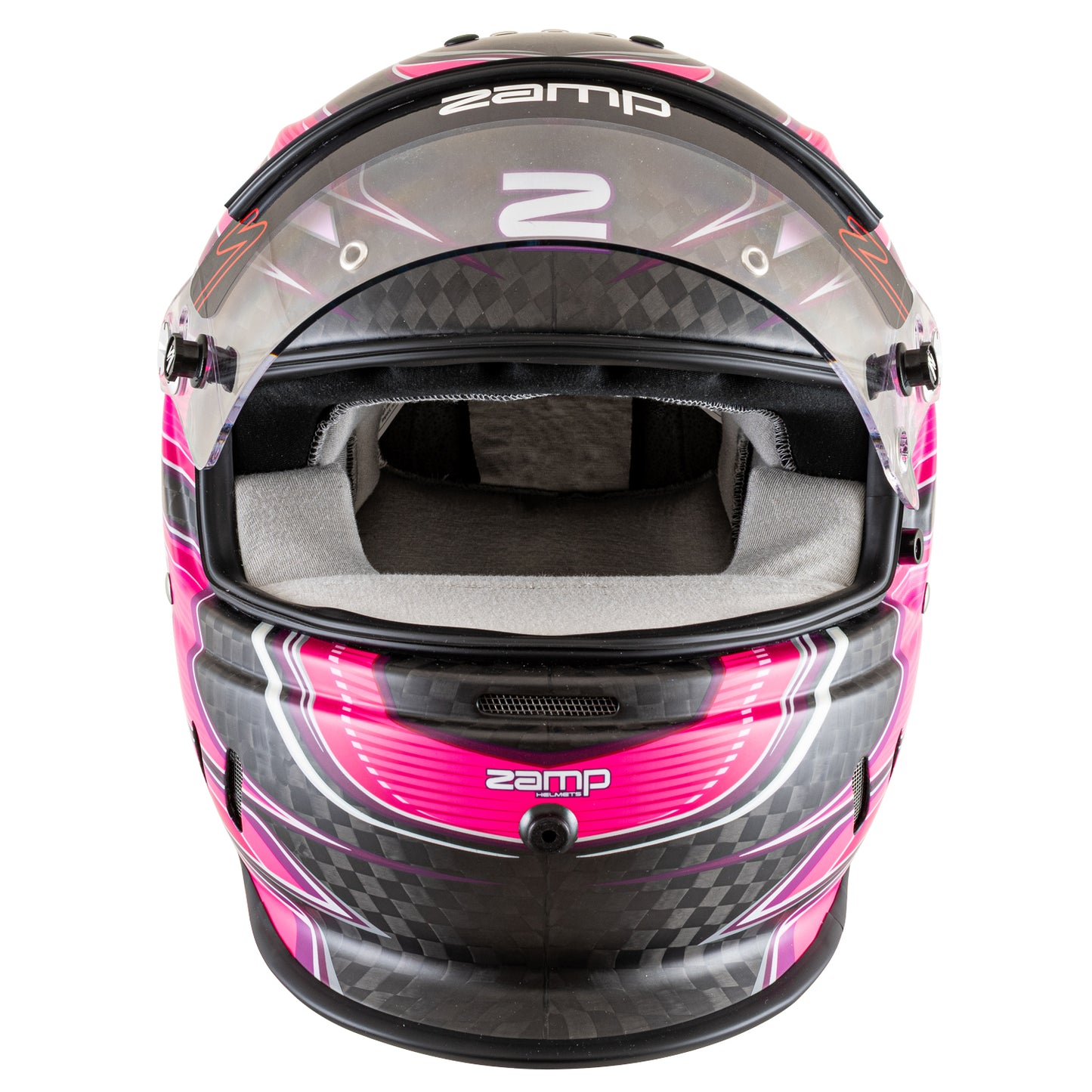 Zamp RZ-67D SNELL SA2025 Carbon Flo Pink/Pur 2X-Large Z-20 Anti-Fog Clear Shield Color Match Series 28 Interior
