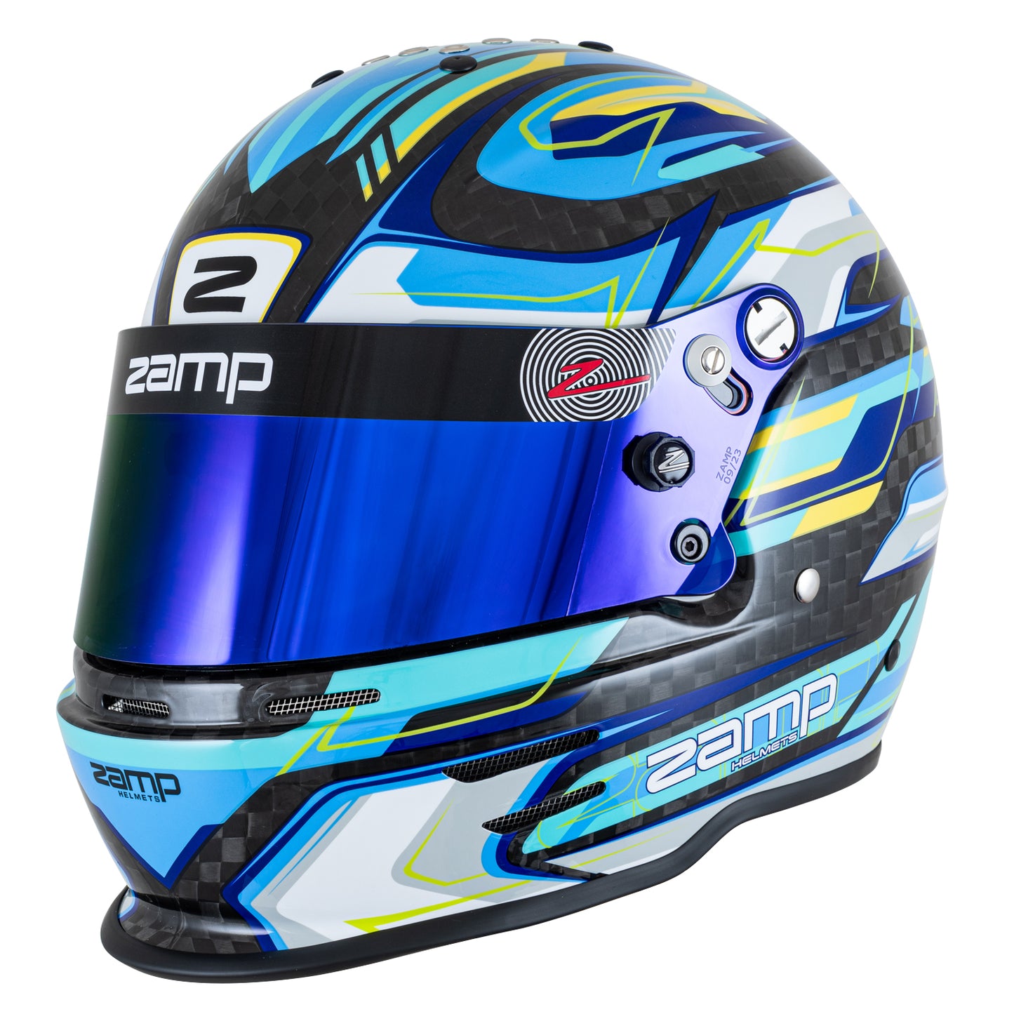 Zamp RZ-48Y Youth SNELL CMR2016 SFI 24.1 Carbon Flo Blue 59cm Z-20 Clear Shield Series 30 Interior