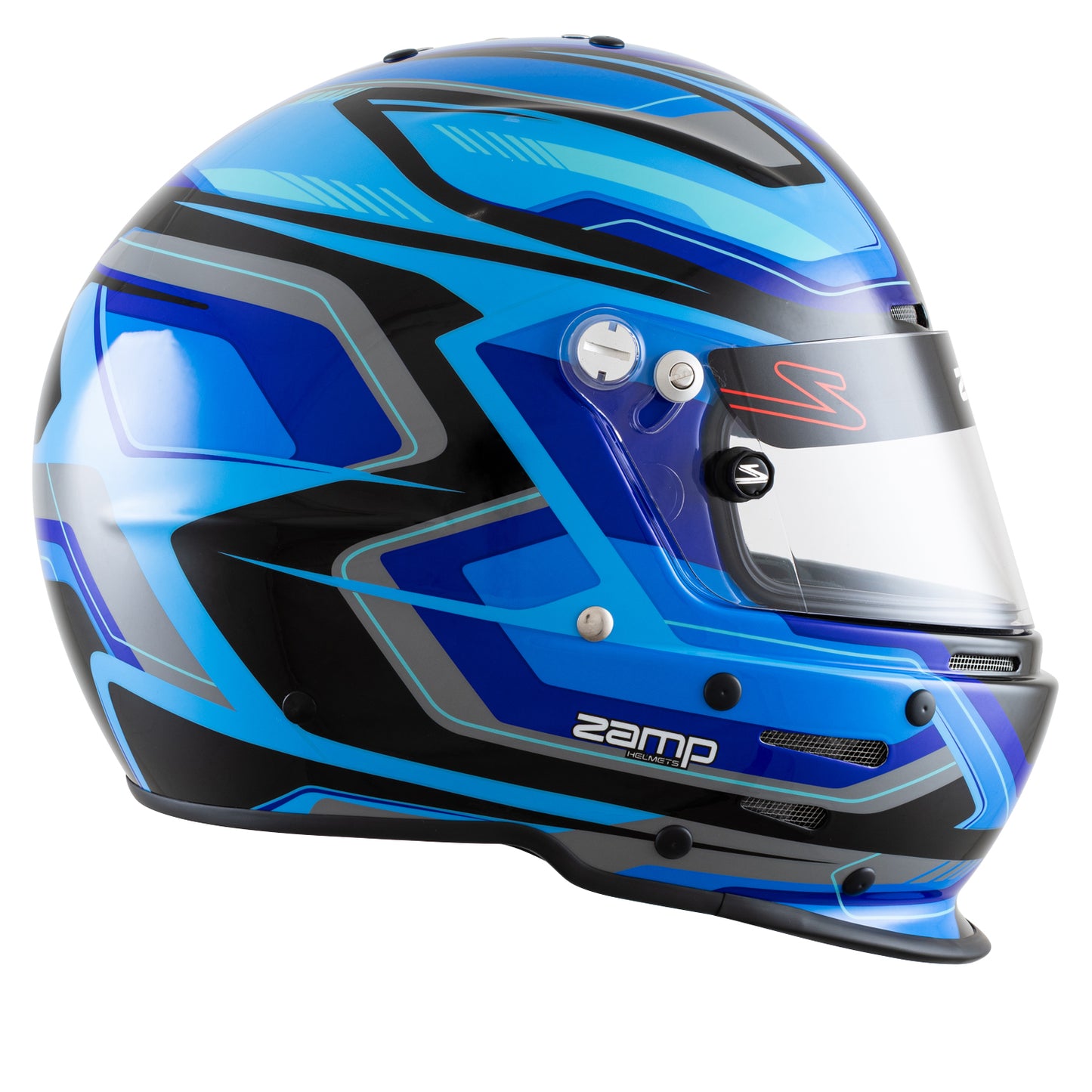 Zamp RZ-63F SNELL SA2025/FIA8859-2024 Blue/Black Graphic Large Z-20 Clear Shield Series 31 Cheek Pads Series 28 Crown Liner