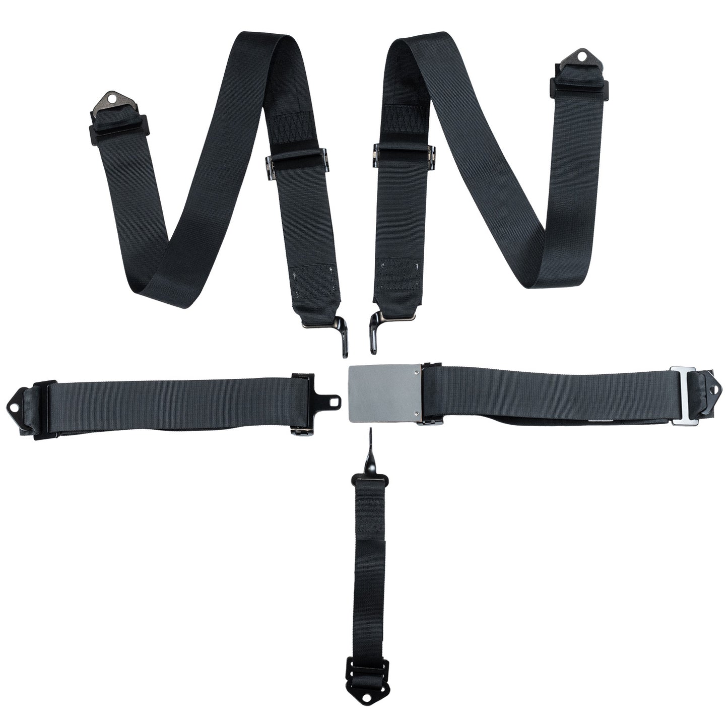 Zamp Race Seat Harness Black 3x3 5 Point Pull Down (Out) SFI 16.1