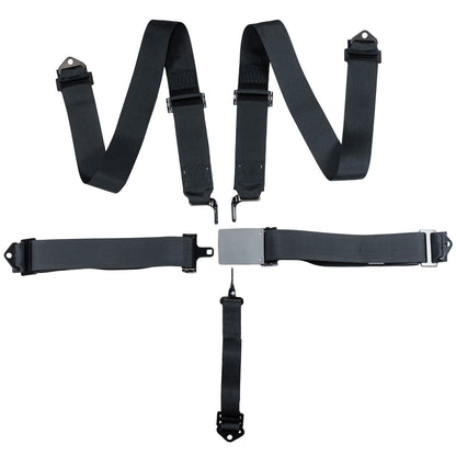 Zamp Race Seat Harness Black 3x3 5 Point Pull Down (Out) SFI 16.1