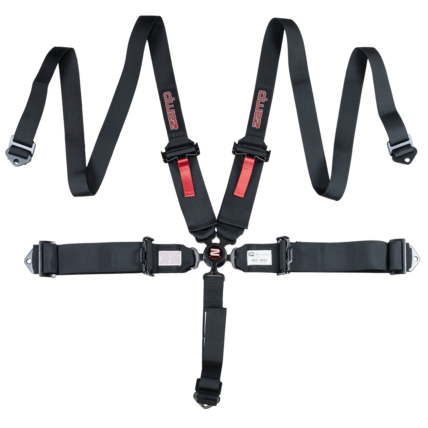 Zamp Race Seat Harness Black 3\q/2\q CAM Lock 5 Point Pull Down (Out) SFI 16.1